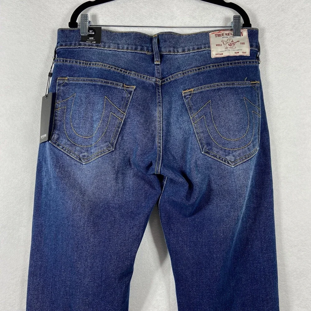 True Religion Geno Jeans Men's 34x32 Blue Relaxed Slim Row Seat Stretch New